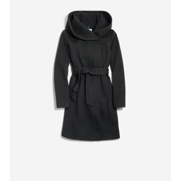 Cole Haan Woman Wool Coat Mid-length Size 6 Gray Belted Asymmetrical Zip Lined‎ - Picture 11 of 13